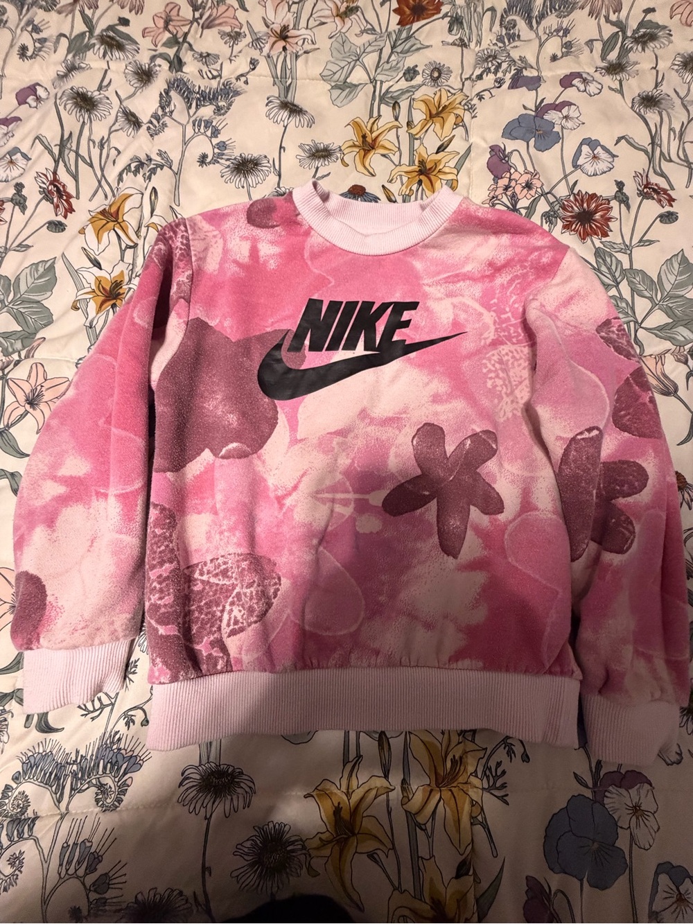 Nike Pink Floral Tie-Dye Crewneck Sweatshirt